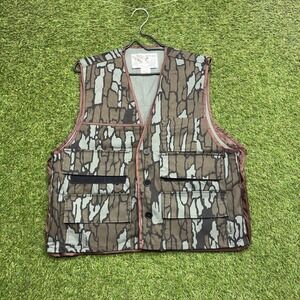 Duck Bay Hunting Vest Mens Large Green/Brown Camouflage Button Polyester Outdoor